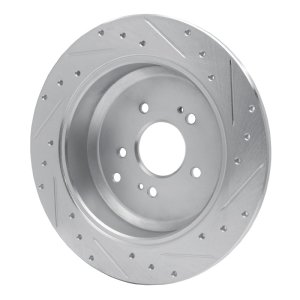 Hyundai Veracruz Brake Rotor (1) - Rear Left - R1 Concepts - Drilled & Slotted - Silver - `07-`12